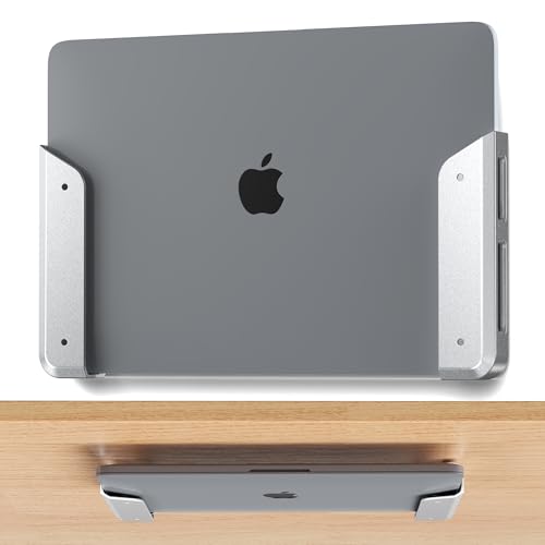 Wall & Under Desk Laptop Mount Holder–Adhesive & Screw in,1.02"/ 26 mm,Anti-Scratch Pads,Universal for MacBooks,Surface,Keyboards,Tablets,Switch &More,Matte Silver - color: Matte Silver