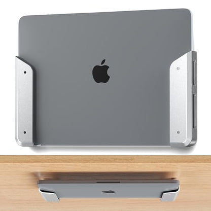 Wall & Under Desk Laptop Mount Holder–Adhesive & Screw in,1.02"/ 26 mm,Anti-Scratch Pads,Universal for MacBooks,Surface,Keyboards,Tablets,Switch &More,Matte Silver - color: Matte Silver