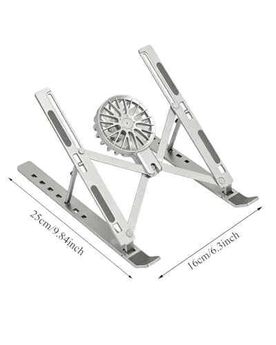 Adjustable Computer Laptop Stand, Air-Cooled Heat Dissipation Riser, Multi-Angle Desktop Holder for Laptops & Tablets, Silver - color: Silver