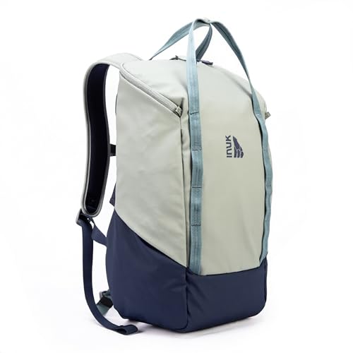 INUK Travel Laptop Backpack, 25L Recycled Waterproof Light Daypack | Dual laptop pockets, soft light foam straps, recycled wear-resistant fabric, water repellent coating, Sage Leaf - color: Sage Leaf