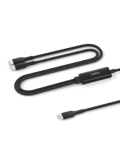 Belkin 2-in-1 USB C to USB C Cable 140W, 5ft Braided Dual Charging Cable - Fast-Charging Combo Cord w/Smart Power Sharing for MacBook, iPhone, iPad, Samsung, Pixel, & More - Travel Essentials - Black - color: Black