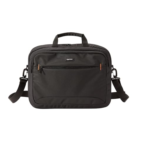 Amazon Basics 15.6 in Laptop Bag with Shoulder Strap and Handle, Large Capacity, Spacious Compartments, Black - size: 15.6 Inch, style: 1-pack
