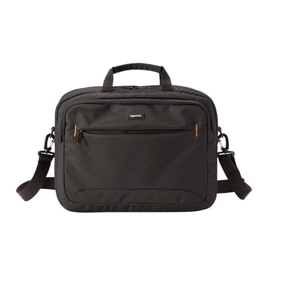 Amazon Basics 15.6 in Laptop Bag with Shoulder Strap and Handle, Large Capacity, Spacious Compartments, Black - size: 15.6 Inch, style: 1-pack