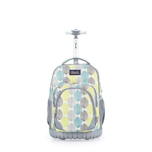 Tilami Kids Rolling Backpack 18 inch Boys and Girls Laptop Backpack, Leaves - color: Leaves