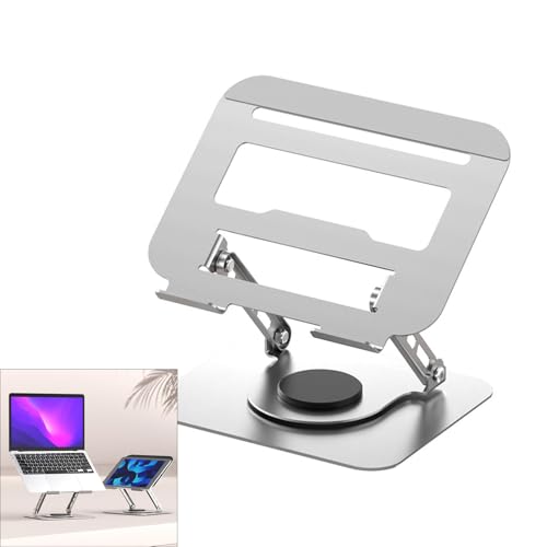 Laptop Bracket Tablet Multifunctional Desktop Lazy 360 Degree Rotation Foldable Stand Ergonomic Adjustable Notebook Holder - color: Gray