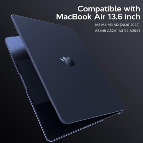 B BELK Compatible with MacBook Air 13 inch Case 2026 2025-2022 M5 M4 M3 M2 | [100% Official Color] [Slim Armor] Plastic Hard Shell for MacBook Air 13.6 inch Case (A3449 A3240 A3113 A2681),Midnight Clear - color: Midnight Clear