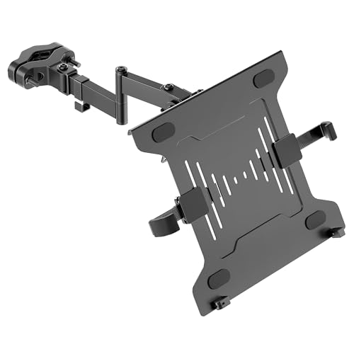 monTEK 2-in-1 Universal Laptop Pole Mount Tray for 10”- 15.6” Notebook or 17”-32” Monitor, Full Motion Laptop Mount with Removable 75/100mm VESA Plate, Fits 1.1”-2.4” Pole Diameter, Black - size: for Laptop