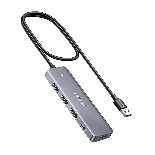 UGREEN USB Hub 4 Ports, USB-C & 3xUSB-A Multiport Adapter, Powered 3.0 Hub | 5Gbps Data Transfer, USB-C 5V/2A Power Port for Laptop, Desktop, PS5, Xbox Series, and More Devices, 2 ft Cable - size: 2ft