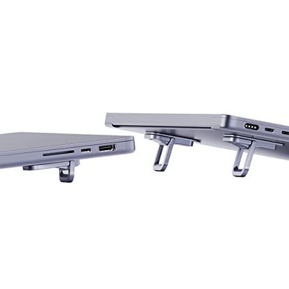 Hagibis Laptop Stand Adjustable Height for Desk, Portable Invisible Laptop Riser, Ergonomic Mount Keyboard Kickstands Aluminum Cooling Pad for MacBook Pro Air, Tablet Laptop (Grey) - color: Grey