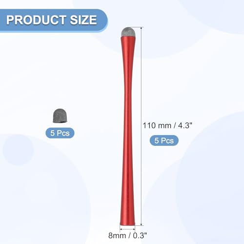 PATIKIL 5 Pcs Slim Waist Stylus Pens for Touch Screens, 2 in 1 High Sensitivity Universal Pen Capacitive Stylus for Phone Tablets Laptop Touch Screen Device, Red - color: Red