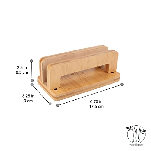 S&A WOODCRAFT Bamboo Wood Vertical Laptop Stand, Adjustable Wooden Laptop Holder, Non-Slip Laptop Dock Compatible with Apple MacBook, Microsoft Surface, Gaming Laptops, IPad, Tablets - color: Natural Bamboo, size: 1 Slot