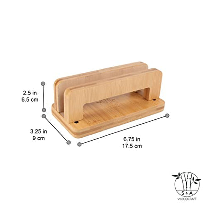 S&A WOODCRAFT Bamboo Wood Vertical Laptop Stand, Adjustable Wooden Laptop Holder, Non-Slip Laptop Dock Compatible with Apple MacBook, Microsoft Surface, Gaming Laptops, IPad, Tablets - color: Natural Bamboo, size: 1 Slot