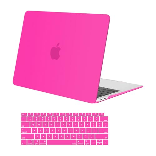 MOSISO Compatible with MacBook Air 13 inch Case M1 2021 2020 2019 2018 Release A2337 A2179 A1932 Touch ID, Plastic Hard Shell Cover&Keyboard Cover for MacBook Air 13.3 inch Case M1, Bright Rose - color: Bright Rose