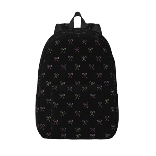Laptop Backpack For Women - Durable Lightweight Laptop Backpack With 1 Main Compartment，Waterproof Casual Daypack Travel Backpack For Men - color: Black Bow Tie, size: 15.7inch