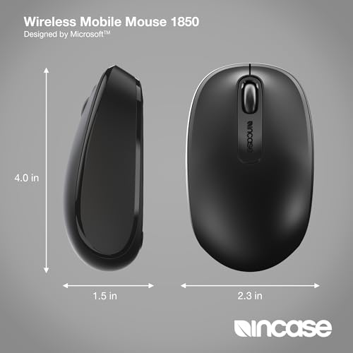 Incase Wireless Mobile Mouse 1850 – Designed by Microsoft – Compact, Comfortable, Right/Left Hand Use, 6-Month Battery Life, Nano Transceiver, Works with Mac/Windows 8/10/11 (Black) - color: Black
