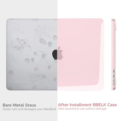 B BELK for MacBook Air 13 inch Case 2026-2022 M5 M4 M3 M2, Rose Pink | Model A3449 A3240 A3113 A2681, Plastic Laptop Hard Shell for MacBook Air 13.6 inch Case & Keyboard Cover & Screen Protector - color: Rose Pink