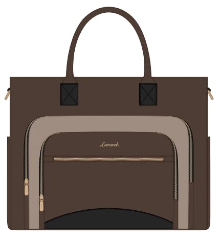 LOVEVOOK Lunch Tote Bag for Women, 3 in 1 Work Bag with Insulated Lunch Compartment, 15.6inch Laptop Bag with Large Cup Holder for Office, College, Casual,Teacher,Nurse - color: Khaki-dark brown, size: 15.6 inch with Lunch Compartment