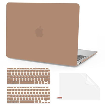 Anban Compatible with MacBook Air 13 inch Case M1 2021 2020 2019 2018 A2337 A2179 A1932 Touch ID, Matte Plastic Hard Shell+2 Keyboard Cover+Screen Protector for MacBook Air 13.3 inch Case, Brown - color: Brown