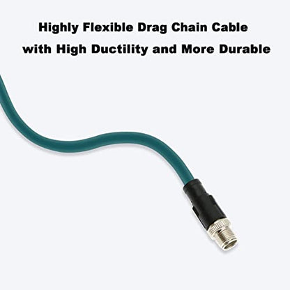 Alvin's Cables M12 8 Pin Male to RJ45 Shielded Ethernet Cable M12 X Coded 8 Position Cat6a Cable for Cognex Industrial Camera 8M/26ft - color: Green, size: 8M/26.2FT, style: Straight 8 Pin