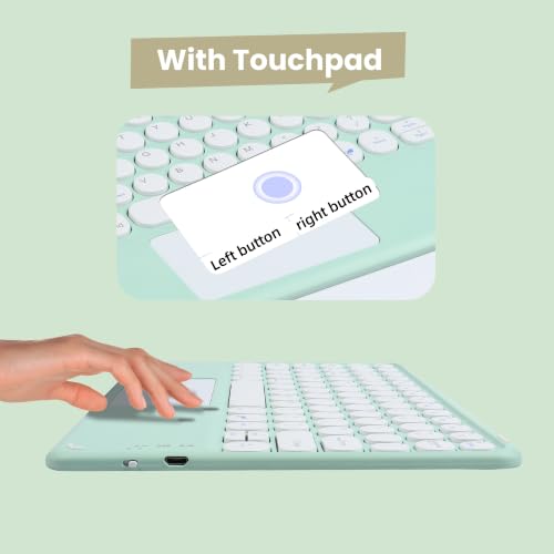 Thanice Wireless Keyboard with Touchpad,Ultra-Slim Portable Rechargeable Bluetooth Keyboard,Ipad Keyboard with Trackpad for iPad/iPad Pro and Other iOS Android Windows Devices (Green) - color: green
