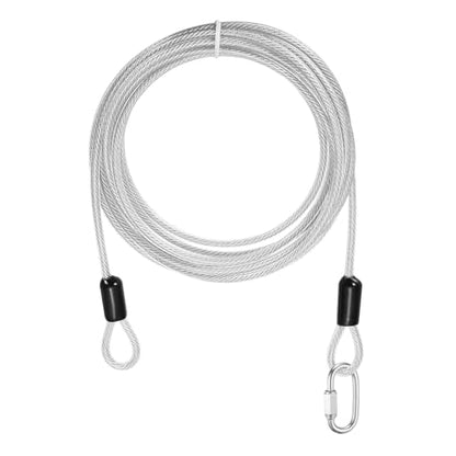 PATIKIL Security Cable Lock (5/32" Dia 9.8ft, Clear) Vinyl Coated 304 Stainless Steel Double Loop Flexible Wire Rope Safety Cable with Quick Links Locking Connectors - color: Clear, size: 5/32" x 9.8ft