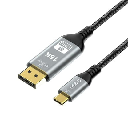chenyang USB C to 80Gbps DisplayPort 2.1 Cable Supports 16K@30Hz with DSC, 10K@60Hz, 8K@60Hz, 4K@240/165/144Hz, 2K@240/165/120Hz 6.56FT - style: DisplayPort 8K