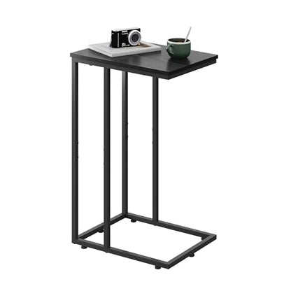 WLIVE Black Side Table,C Shaped End Table for Bedroom, Home Office, Dorm, Living Room Couch Tables, C Shaped TV Tray Table, 2-Tier Side Tables - color: Relief Black