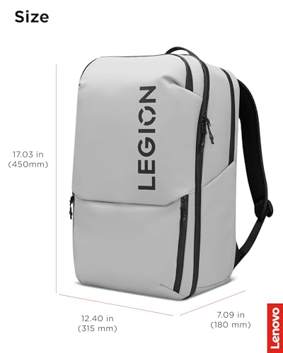 Lenovo Legion Gaming Laptop Backpack GB800, 21L Capacity, Fits 17-inch Laptops, Water Resistant, Three Main Compartments & 19 Specialiized Pockets, Light Grey - style: Gb800 Light Gray