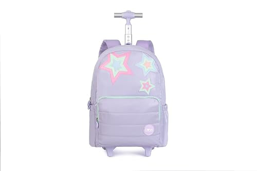 Purple Kids Rolling Backpacks for Girls 8-12 (STARS PURPLE) - color: Starts Purple