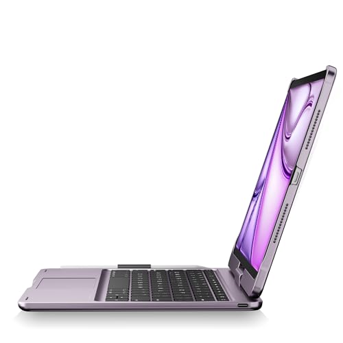 Wireless Keyboard Case for iPad Pro 11 inch M5 2025 & M4 2024 Purple | Pekarejue 360 Rotatable, Pencil Holder, Multi-Touch Trackpad, Backlit Keys, Swivel Cover A3357A3358 A3359 A2836 A2837 A3006 - color: Metallic Purple, size: iPad Pro 11 (M4/M5)