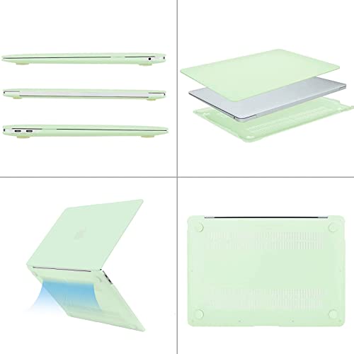 MOSISO Compatible with MacBook Air 13 inch Case M1 2021 2020 2019 2018 | A2337 A2179 A1932, Protective Hard Shell&Keyboard Cover&Screen Film&Pouch for MacBook Air 13.3 inch Case, Honeydew Green - color: Honeydew Green