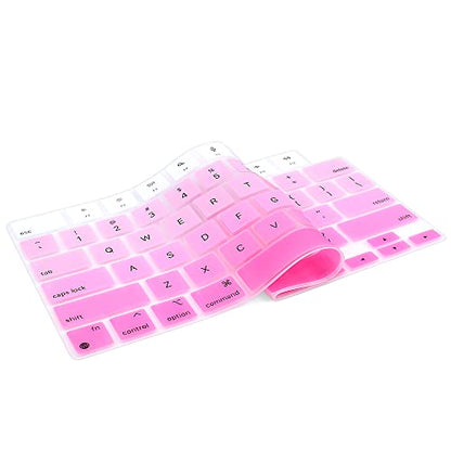 ProElife Keyboard Cover Skin for MacBook Air 13/15 Inch M5 M4, Ombre Pink | US Enter, Ultra Thin (0.26 mm), Silicone Protective Skin, Easy to Apply, Washable & Reusable, Dust-proof, Precision Molded - color: Ombre Pink
