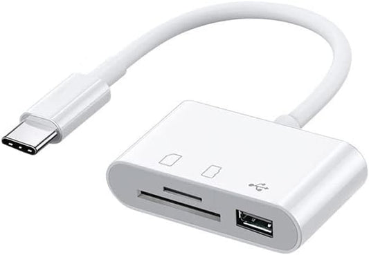 USB C SD Card Reader, USB C to Micro SD TF Memory Card Reader, 3-in-1 USB Camera Card Reader Adapter