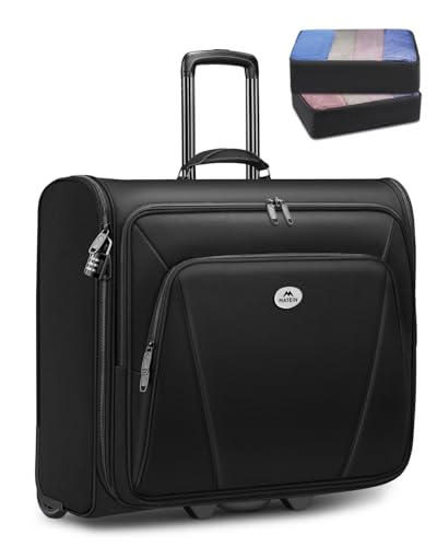 MATEIN Rolling Garment Bag with 2 Packing Cubes, Large Travel Garment Bags | Check-in Luggage, 17.3 Inch Laptop Compartment, Wrinkle Free, Wheeled Business Softside Suitcase, For Men and Women, Black - color: Black, size: Large - Checked