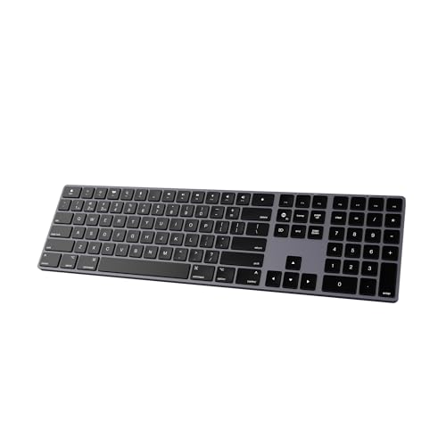 Bluetooth Slim Keyboard for Mac, Aluminum Rechargeable Keyboard Wireless, Low-Profile Silent Flat Key Compatible with Apple iMac, MacBook, Mac and iOS, Full Size - Space Gray - color: Space gray