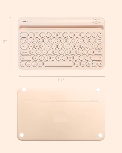 Macally Bluetooth Keyboard for Tablet | Wireless Keyboard for iPad mini/Pro/Air, iPhone (Multi-Device, Built-in Stand, Portable, Rechargeable) - Boba Brown - color: Boba Brown