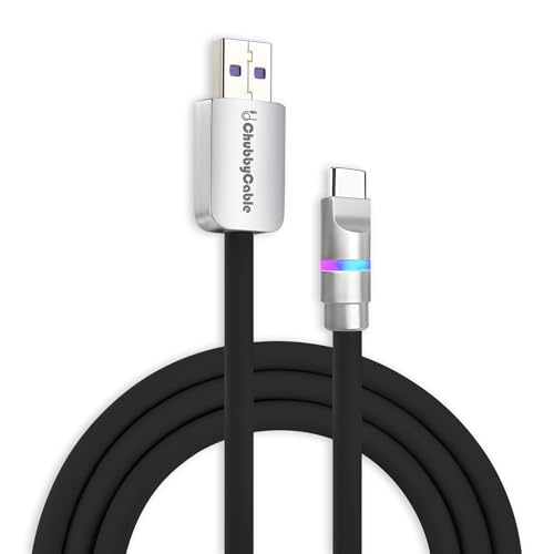 chubbycable Neon Chubby - Fast Charge Cable with Smart Light RGB Color Gradual Light Up 100W Charging Cord LED USB C Cable Compatible with iPhone 17-15 Series, Black, USB-A to Type-C, 1.64 FT - color: Black, size: 1.64ft (0.5m), style: USB A-Type C