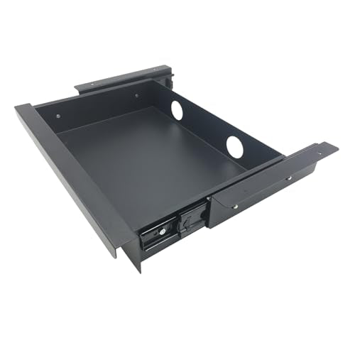 Under Desk Mounted Sliding Pull-out Drawer, W 15.3" x D 8.8" Storage Organizer for Sit Stand Workstation, Metal, Black (Medium) - size: 1TierMedium