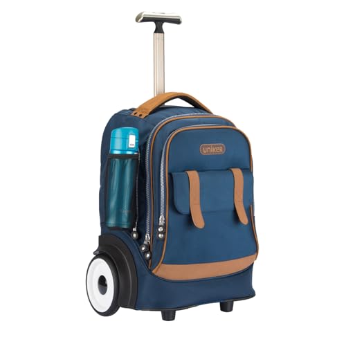 Rolling Laptop Bag with Quiet Wheels for 15.6 Inch Laptop, 6inch Large Wheel Roller Bag,Backpack with Wheels, Wheeled Computer Bag, T5- Blue - color: T5- Blue