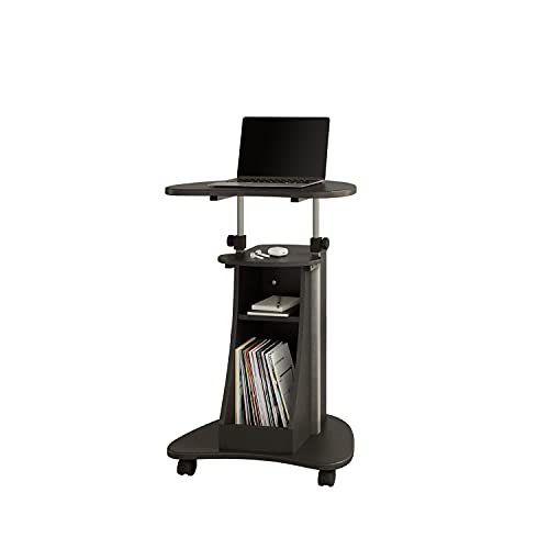 Techni Mobili Sit-to-Stand Rolling Adjustable Height Laptop Cart with Storage, Graphite, 22 x 16 x 46 - color: Black Graphite