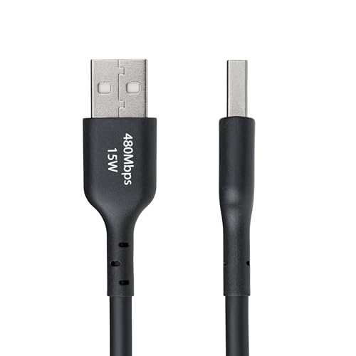 StarTech 15ft/4.5m USB-A to USB-C Charging Cable, 3A, Black (USB2AC15FBKE) | USB 2.0 480Mbps, TPE jacket, Black, Male to Male, Aluminum braided shield, 15W, Charge and Sync - color: Black, size: 15 ft, style: 1-Pack