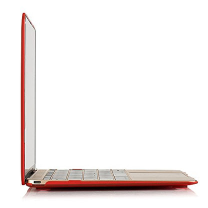 RUBAN Case Compatible with MacBook 12 Inch A1534 - Slim Snap On Hard Shell Protective Cover and Keyboard Cover, Red - color: Red