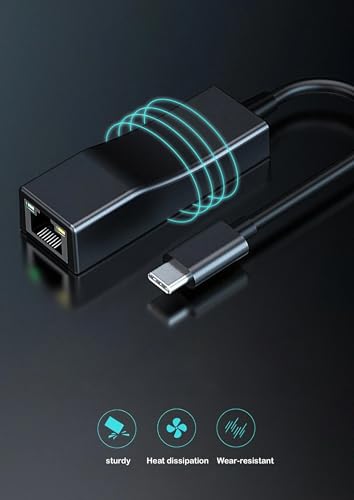 USB-C to Ethernet Adapter – 10/100Mbps, Plug and Play for MacBook Pro/Air, Dell XPS, HP Spectre, Acer Chromebook