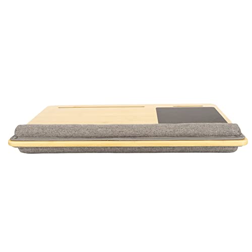 Bamboo Top Lap Desk with Pillow Cushion, Ergonomic Design Laptop Desk for Reading and Writing, Lightweight and Portable