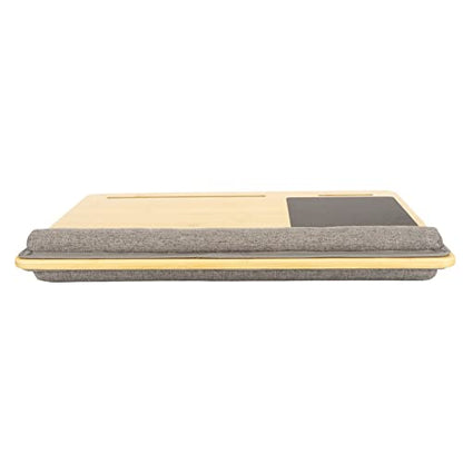 Bamboo Top Lap Desk with Pillow Cushion, Ergonomic Design Laptop Desk for Reading and Writing, Lightweight and Portable