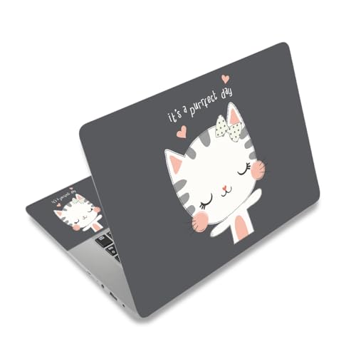 Laptop Skin Sticker Decal,12" 13" 13.3" 14" 15" 15.4" 15.6 inch Laptop Vinyl Skin Sticker Cover Art Protector Notebook PC (2 Wrist Pad Skins Included), Decorative Waterproof Removable, Cute Cat - color: Cute Cat