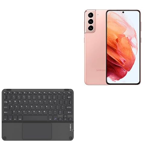 BoxWave Keyboard Compatible with Samsung Galaxy S21 - SlimKeys Bluetooth Keyboard with Trackpad, Portable Slim TouchPad - Jet Black