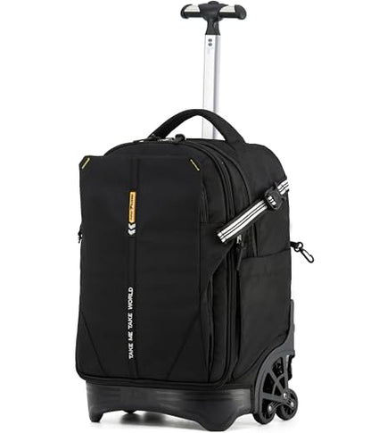 NEW TILAMI 18 Inch Expandable Rolling Backpack Stair-Climbing for School | 6-Wheel Stair-Climbing Girls Boys Carry-on Suitcase 15.6 Laptop Sleeve Water-Resistant Adjustable Handle Wheel Travel Camping - color: Black