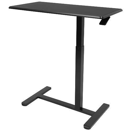 Mount-It! Overbed Table with Wheels, Adjustable Height Bedside Table for Hospital & Home, Over the Bed Laptop Desk, Rolling Hospital Bed Table for Eating, Working, or Recovery (Black)