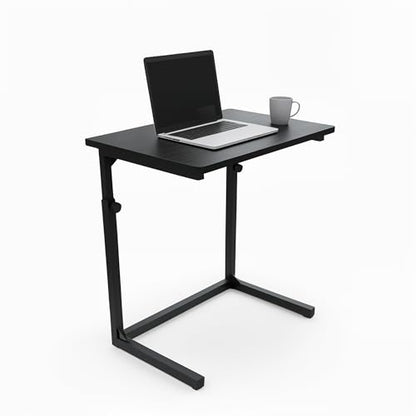 Height Adjustable C-Shaped Sofa Side Table, Laptop Table for Couch & Bed, Black - color: Black